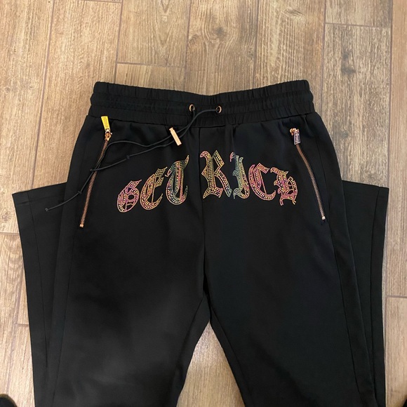 Guapi Black Joggers with Colorful 'Get Rich' Design - Picture 1 of 6